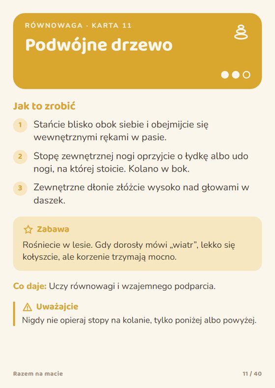 Tył karty: trzy kroki, zabawa i wskazówka